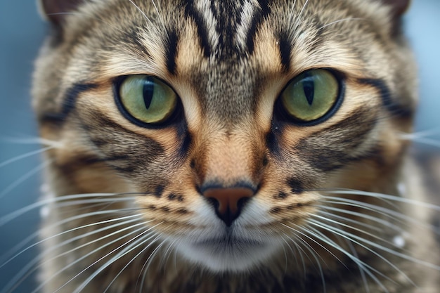 Eine Nahaufnahme des Gesichts einer Katze