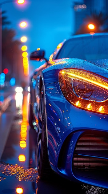 Eine Nahaufnahme des Neon-Hintergrunds von Autoleuchten