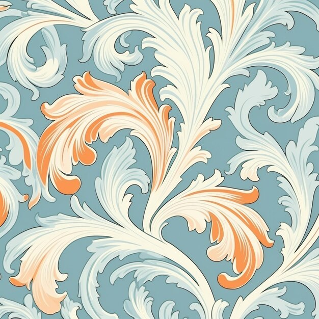 eine Nahaufnahme einer blau-orangefarbenen Tapete mit einem generativen Ai-Muster