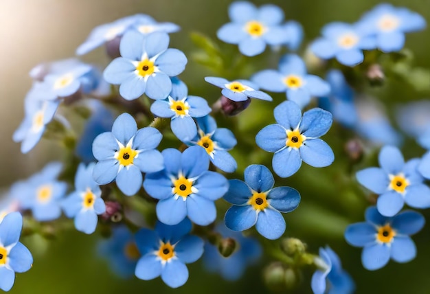 eine Nahaufnahme einer blauen Blume mit gelben und roten Blumen