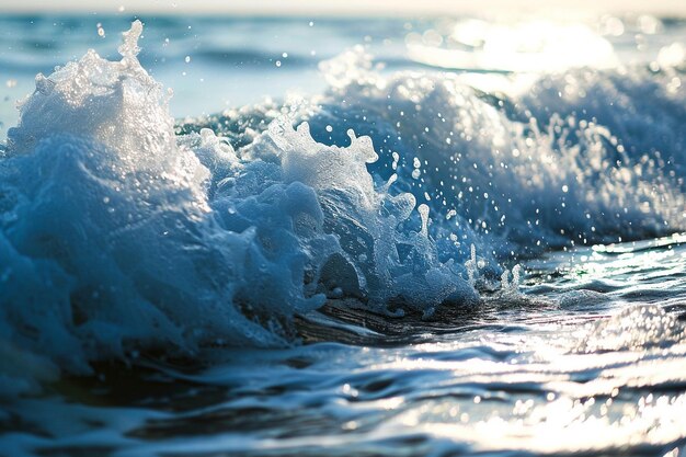 Eine Nahaufnahme einer blauen Wasserwelle mit schwarzem Hintergrund