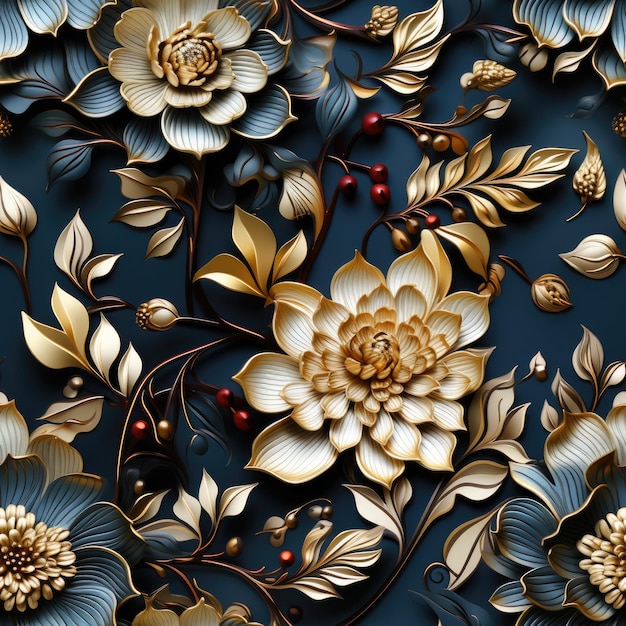 Eine Nahaufnahme einer Blume an einer Wand. Digitales Bild. Nahtloses Muster