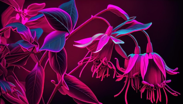 Eine Nahaufnahme einer Blume auf einem schwarzen Hintergrund generative KI