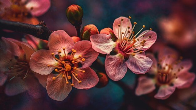 Eine Nahaufnahme einer Blume mit dem Wort Kirsche darauf