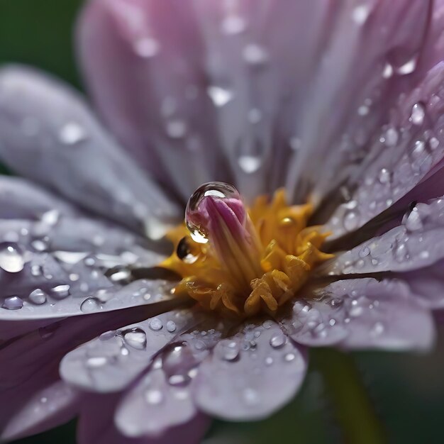 Foto eine nahaufnahme einer blume mit wassertropfen darauf