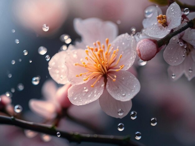 eine Nahaufnahme einer Blume mit Wassertropfen darauf