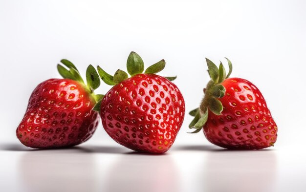 Eine Nahaufnahme einer Erdbeere, die auf einem weißen Hintergrund isoliert ist, wird von organischen natürlichen Beeren erzeugt.