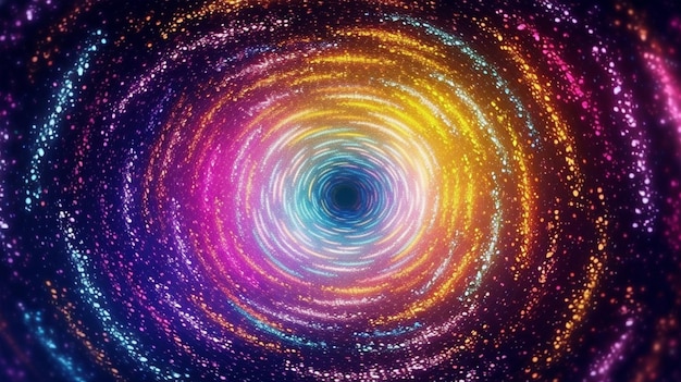 Eine Nahaufnahme einer farbenfrohen Spirale mit vielen Lichtern