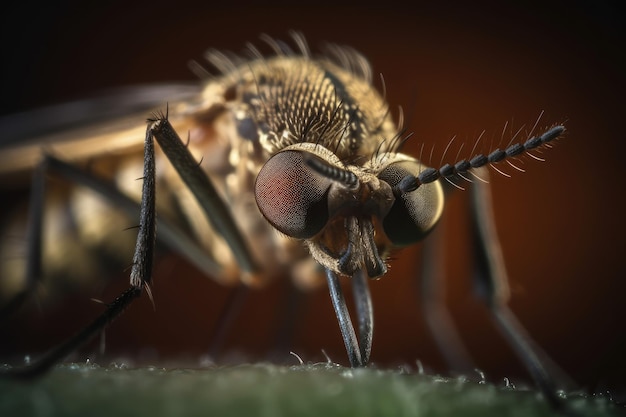 Eine Nahaufnahme einer Fliege mit braunem Hintergrund