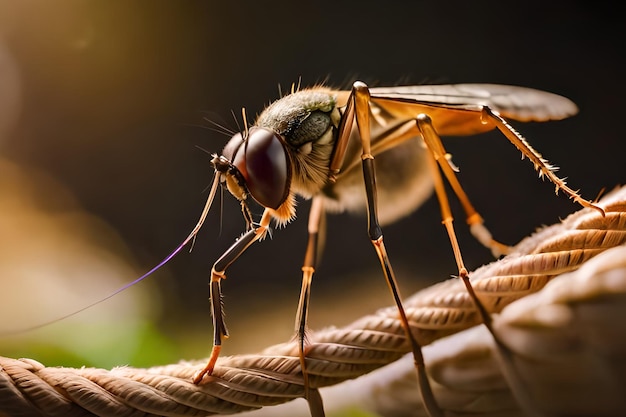 Eine Nahaufnahme einer Fliege mit gelbem Hintergrund