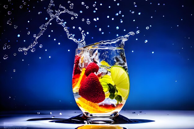 eine Nahaufnahme einer Frucht in einem Glas Wasser kulinarische Kunstfotografie