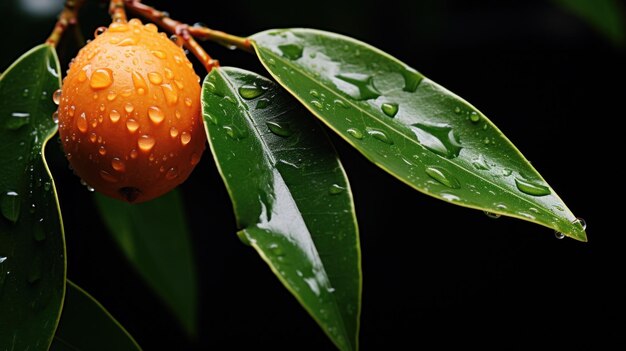 Eine Nahaufnahme einer Frucht mit Wassertropfen darauf ai