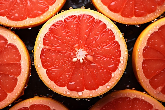 Eine Nahaufnahme einer halbierten Grapefruit