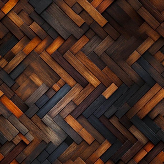 Eine Nahaufnahme einer Holzwand mit einem Muster aus generativen KI in verschiedenen Farben