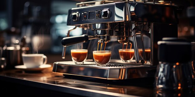 Foto eine nahaufnahme einer kaffeemaschine mit einer tasse kaffee