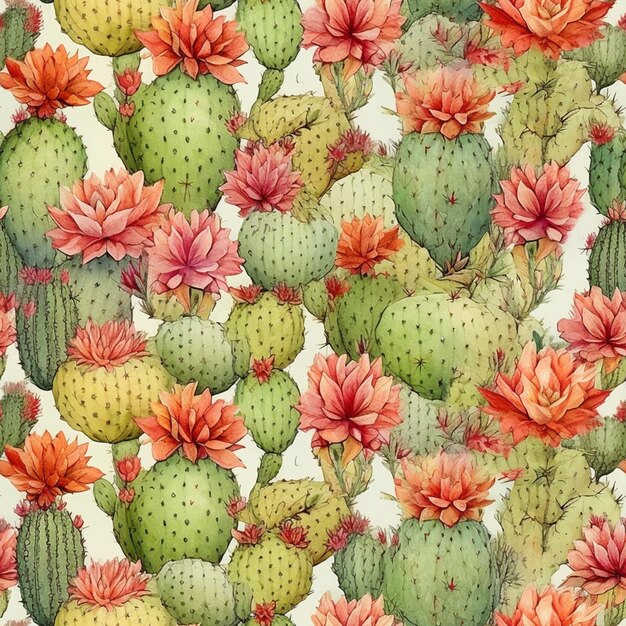 Eine Nahaufnahme einer Kaktuspflanze mit Blumen auf weißem Hintergrund, generative KI