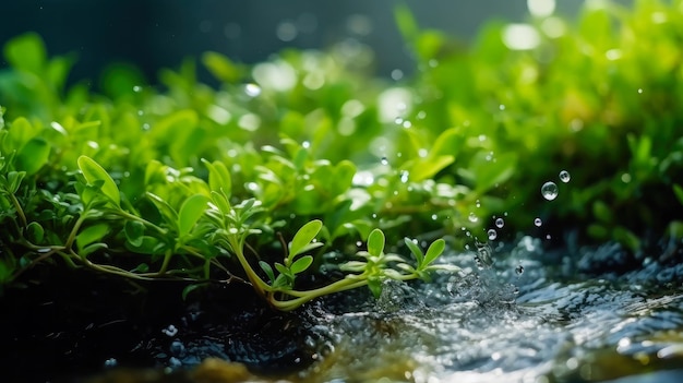 Eine Nahaufnahme einer Pflanze mit Wassertropfen darauf