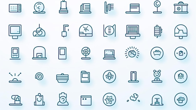 eine Nahaufnahme einer Reihe verschiedener Symbole auf weißem Hintergrund, generative KI