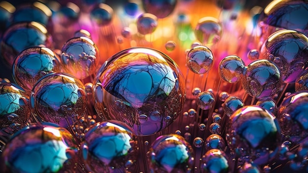 Eine Nahaufnahme einer Reihe von Blasen auf einem Feld mit generativer KI