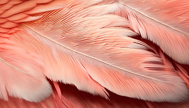 Eine Nahaufnahme einer rosa Flamingofeder