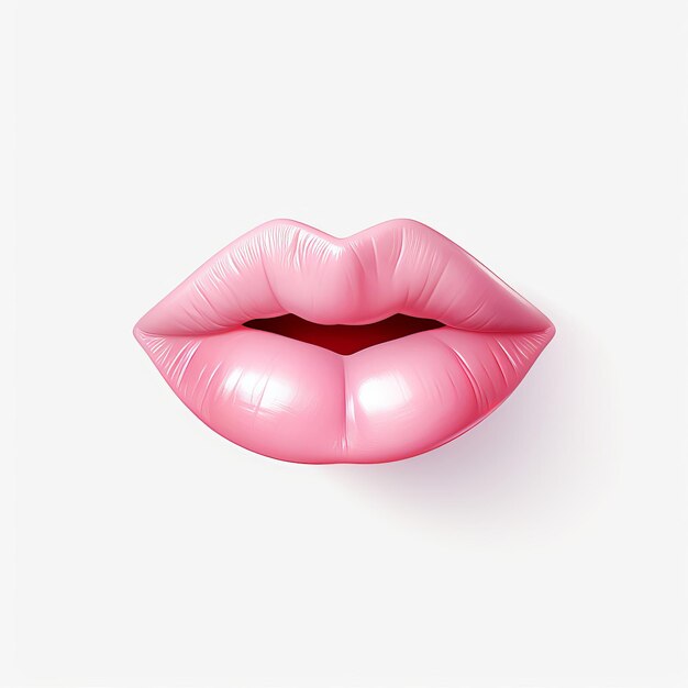Eine Nahaufnahme einer rosa Lippe auf weißem Hintergrund