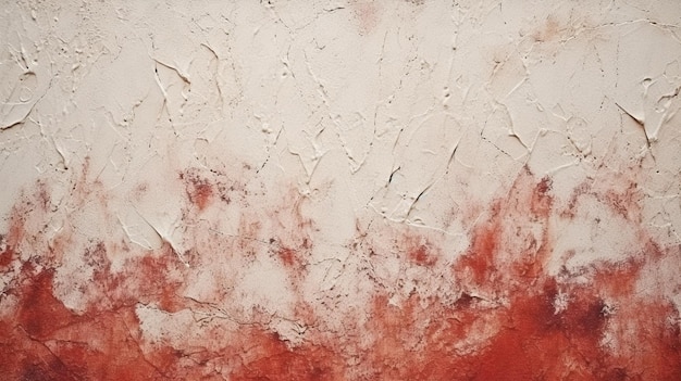 Eine Nahaufnahme einer rot-weißen Wand mit einem generativen roten Farbfleck