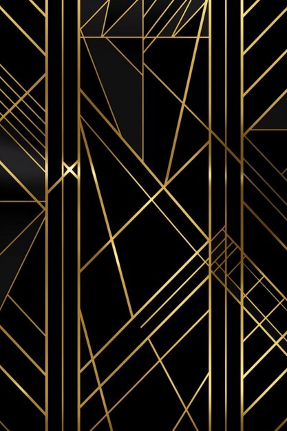 eine Nahaufnahme einer schwarz-goldenen Tapete mit einem geometrischen generativen Design