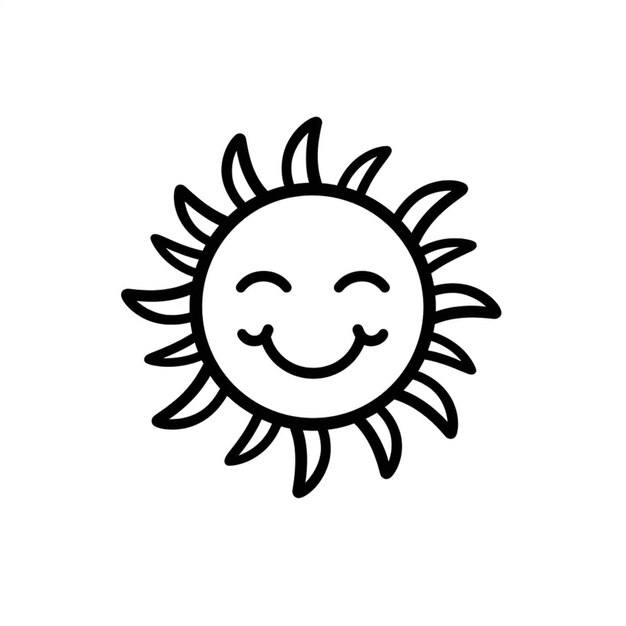 Eine Nahaufnahme einer Sonne mit einem lächelnden Gesicht auf einem weißen Hintergrund