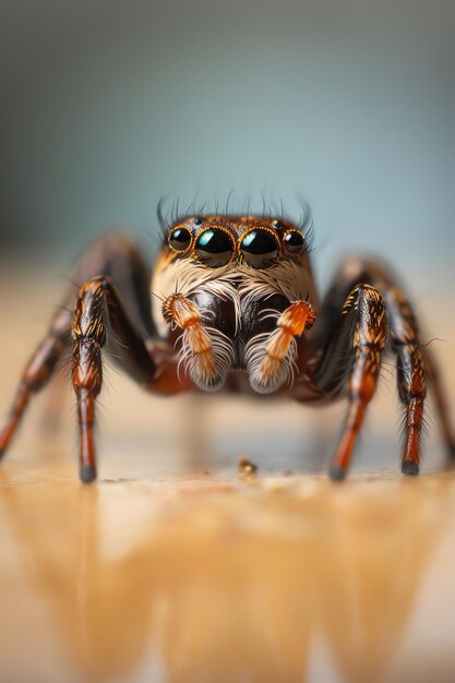 Foto eine nahaufnahme einer springenden spinne