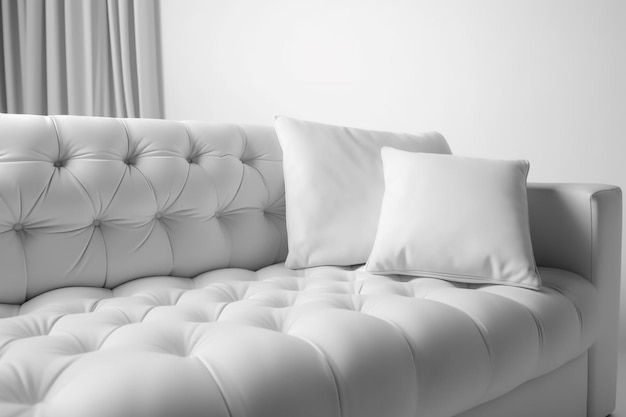 Foto eine nahaufnahme einer weißen couch mit zwei kissen darauf generative ai