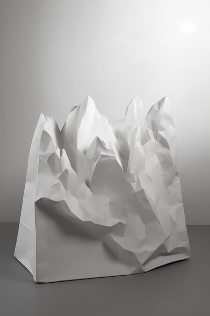 Eine Nahaufnahme einer weißen Papierskulptur auf einem Tisch. Generative KI