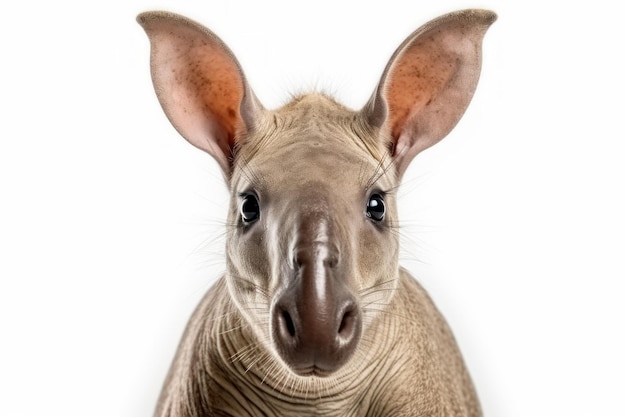 Foto eine nahaufnahme eines afrikanischen aardvarks auf weißem hintergrund, isoliert auf einem durchsichtigen weißen