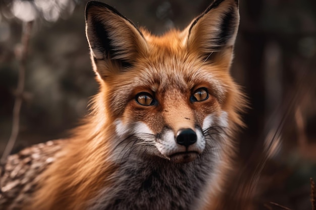 Eine Nahaufnahme eines atemberaubenden roten Fuchses in freier Wildbahn