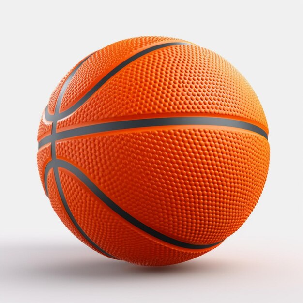 Eine Nahaufnahme eines Basketballballs auf einer weißen Oberfläche. Generative KI