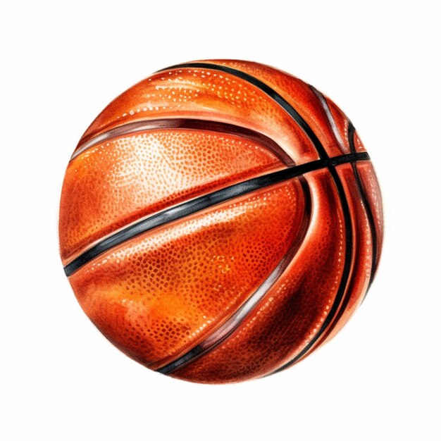 Eine Nahaufnahme eines Basketballballs mit weißem Hintergrund