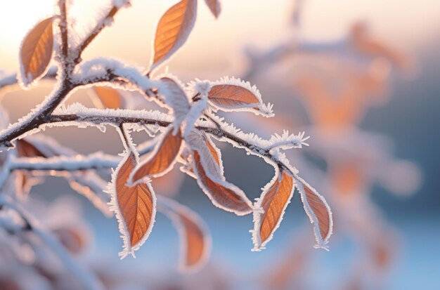 eine Nahaufnahme eines Baumzweigs mit Frost