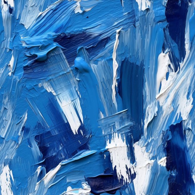 Eine Nahaufnahme eines blauen Gemäldes mit weißer Farbe darauf, generative KI