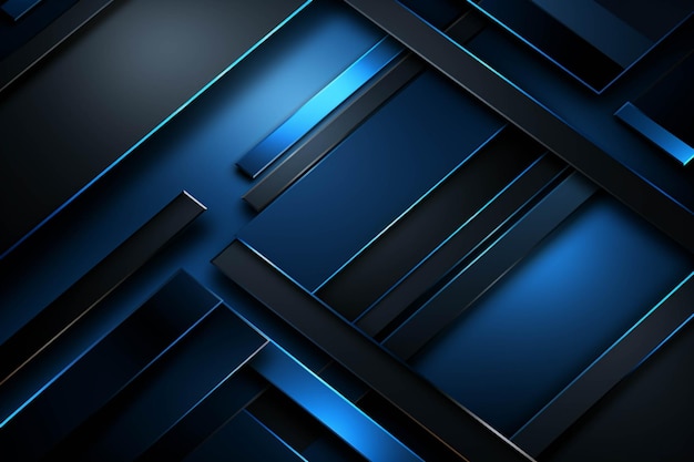 Eine Nahaufnahme eines blauen und schwarzen abstrakten Hintergrunds mit generativen Linien