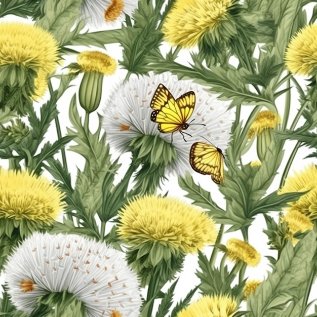 Eine Nahaufnahme eines Blumenstammes mit einem Schmetterling generativ