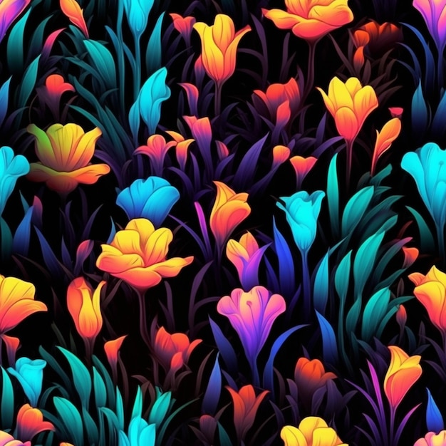 Eine Nahaufnahme eines Blumenstammes mit leuchtenden Farben