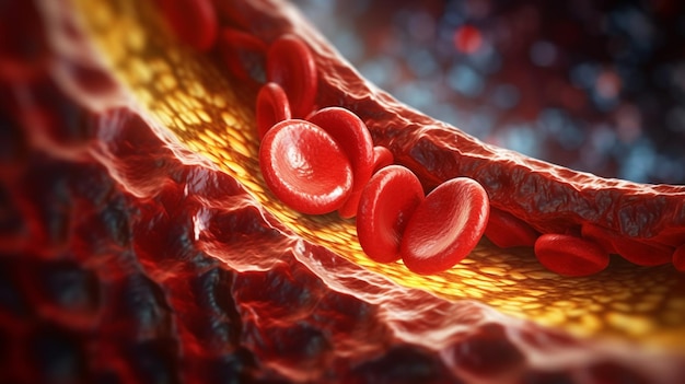 Eine Nahaufnahme eines Blutzells mit roten Blutkörperchen generativ ai