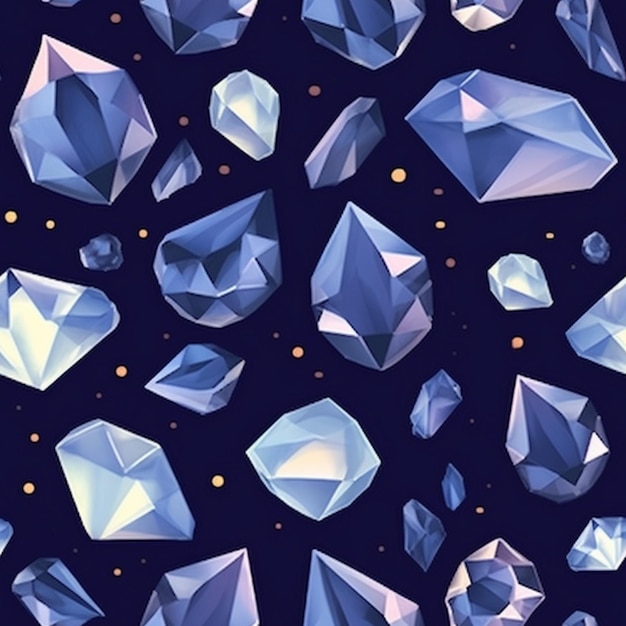 Eine Nahaufnahme eines Bündels blauer Diamanten auf einem dunklen Hintergrund, generative KI