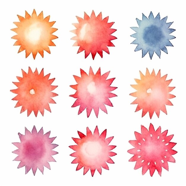 eine Nahaufnahme eines Bündels von Aquarellblumen auf einem weißen Hintergrund generative ai