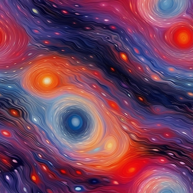 Eine Nahaufnahme eines bunten Gemäldes einer Galaxie mit vielen verschiedenen Farben generative ai
