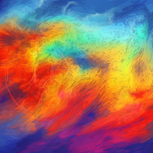 eine Nahaufnahme eines bunten Gemäldes eines regenbogenfarbigen Himmels generative ai