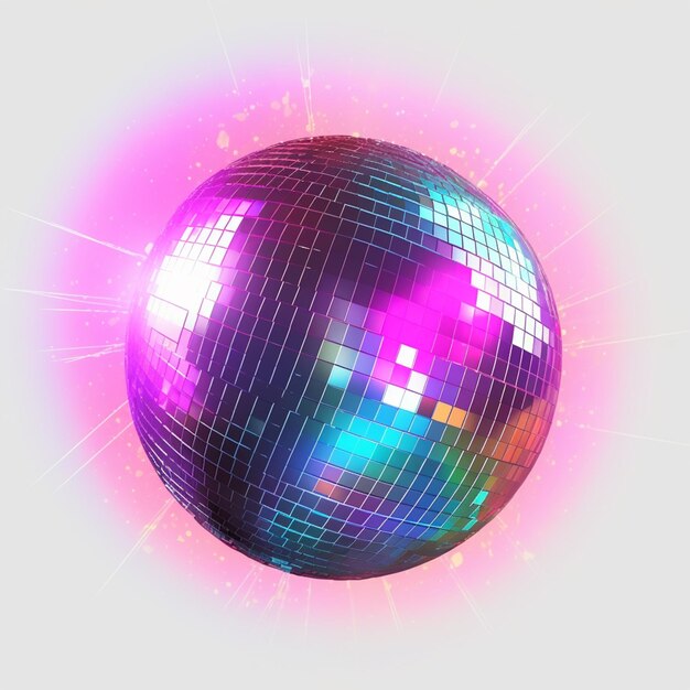 Foto eine nahaufnahme eines discoballs mit einem rosa licht im hintergrund generative ai