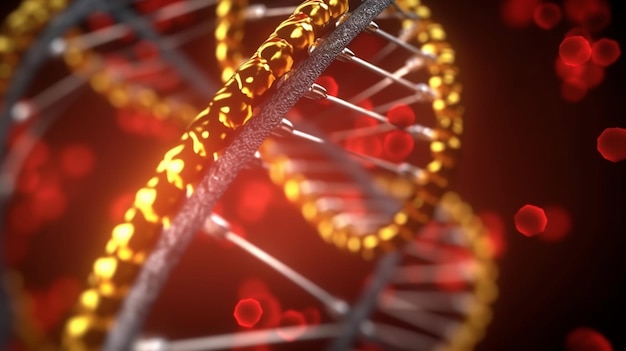 Eine Nahaufnahme eines DNA-Strangs mit roten Kreisen darum herum