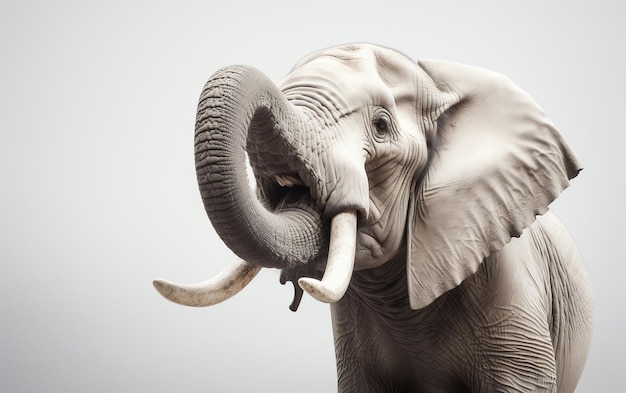 Eine Nahaufnahme eines Elefanten mit dem Wort Elefant auf der Vorderseite