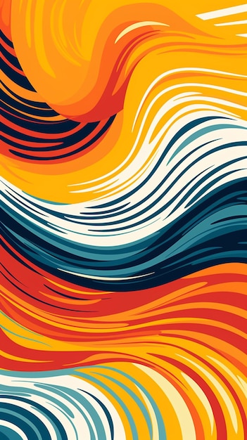 Eine Nahaufnahme eines farbenfrohen abstrakten Hintergrunds mit Wellen generativer KI