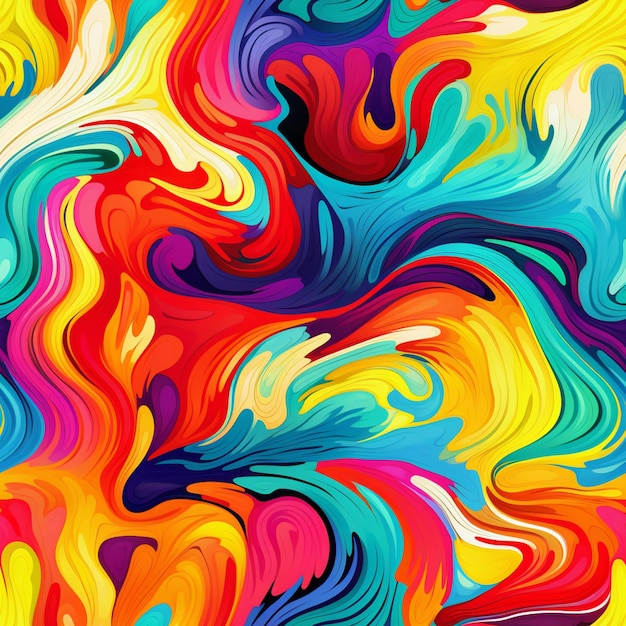 Eine Nahaufnahme eines farbenfrohen Gemäldes mit vielen generativen Farben
